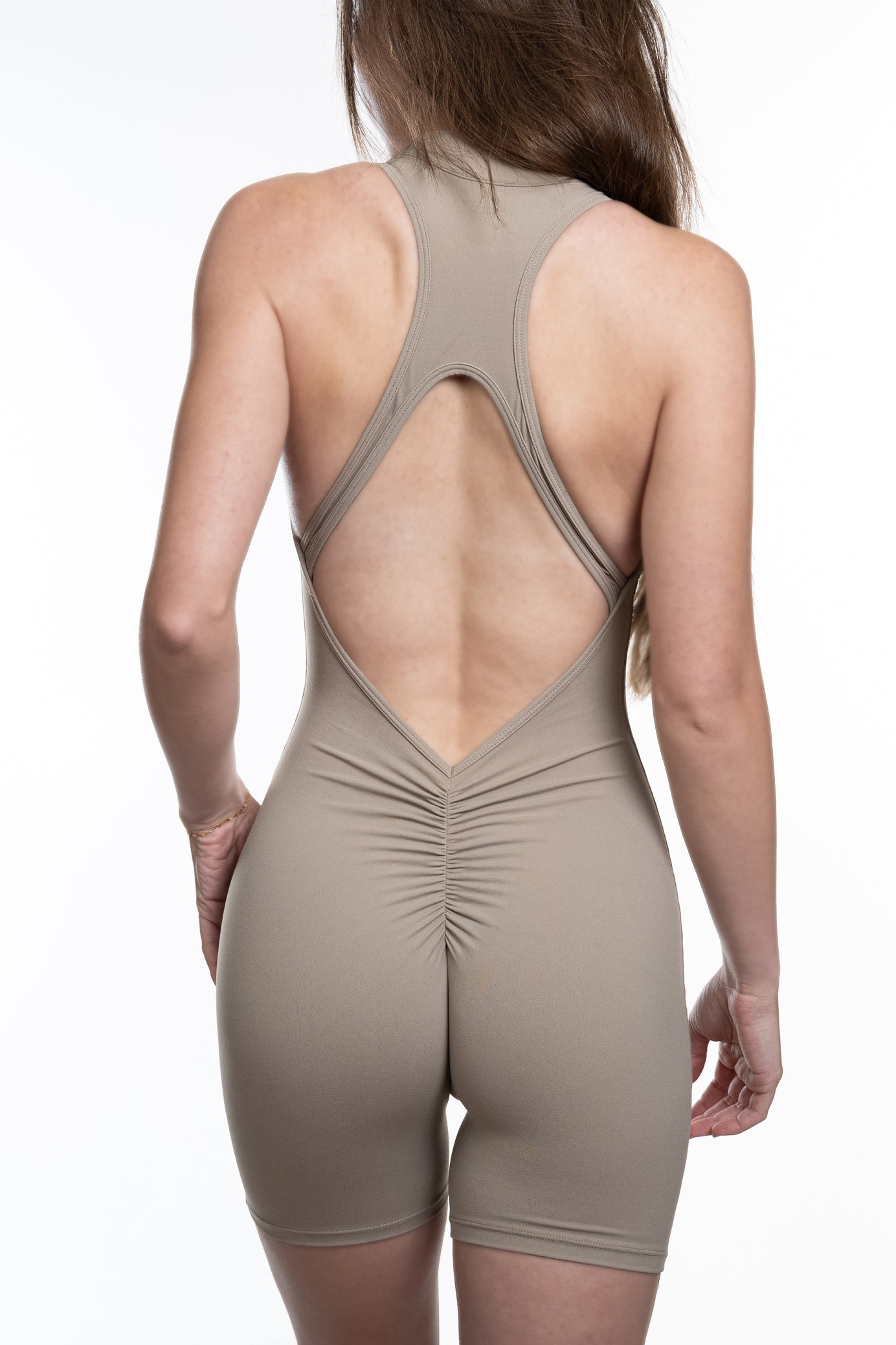 Latte Zip Backless Romper.